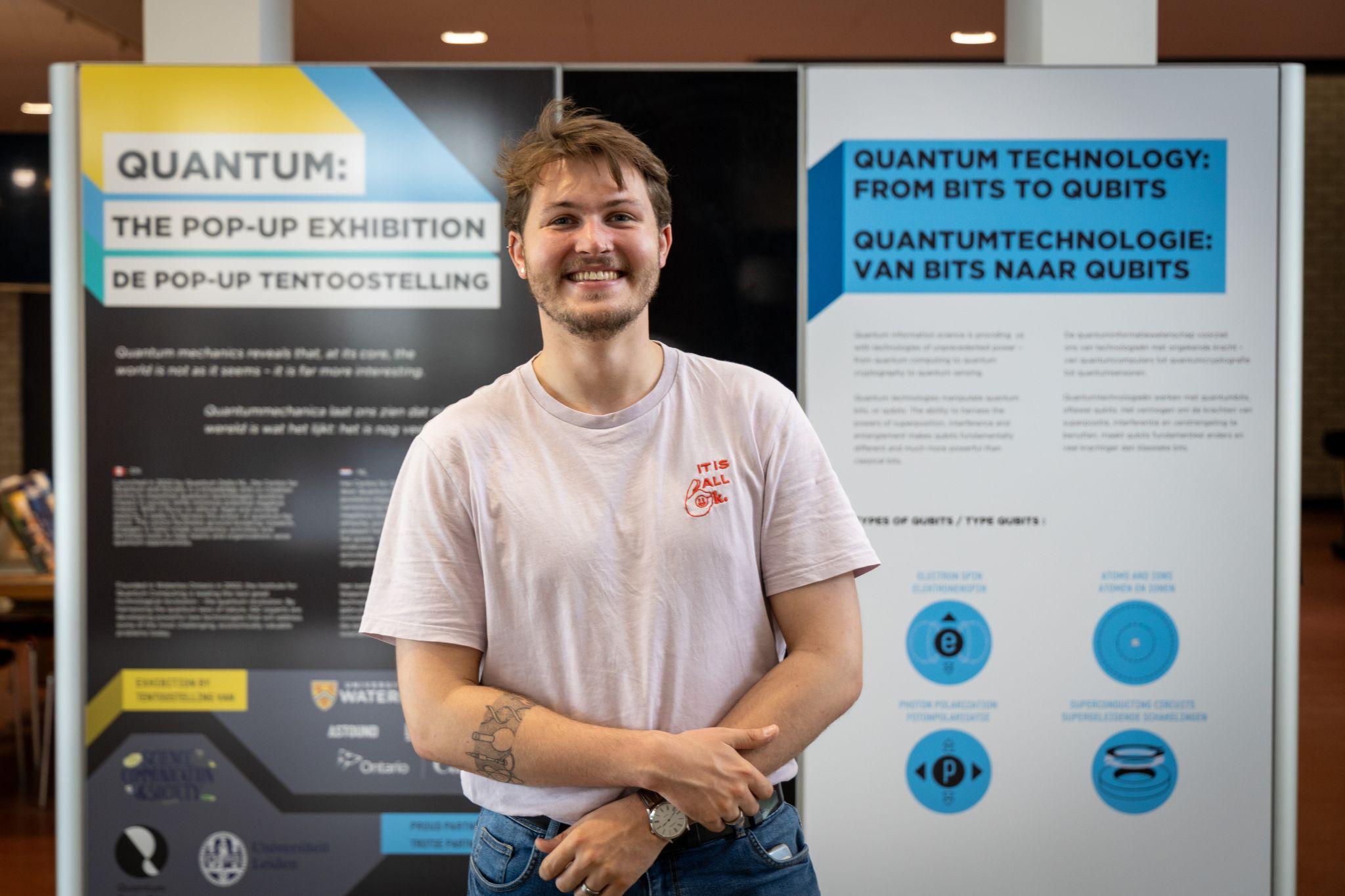 Vincent with the pop-up exhibition on display during the Quantum and Society Gala last March.